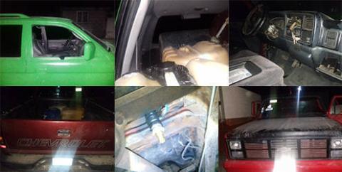 Aseguran tres camionetas utilizadas para el trasiego de hidrocarburo en Nanacamilpa