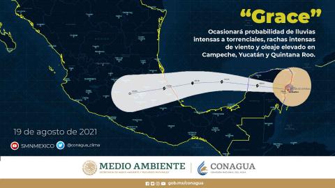 Grace se desplaza sobre Yucatán, ahora como tormenta tropical