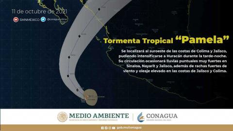 La tormenta tropical Pamela se desplaza hacia el noroeste