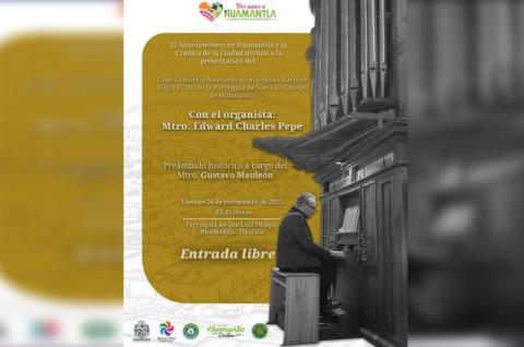 Ayuntamiento de Huamantla invita al concierto navideño en el Órgano Barroco de la Parroquia de San Luis Obispo, joya musical del siglo XVIII