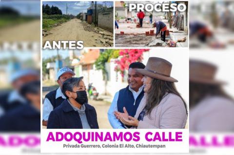 Continúa la rehabilitación de calles en Chiautempan: Blanca Angulo