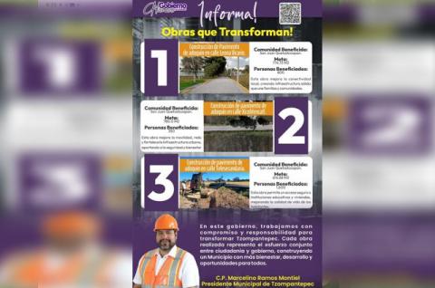 Gobierno con Sentido Humano de Tzompantepec: Obras que Transforman el Municipio