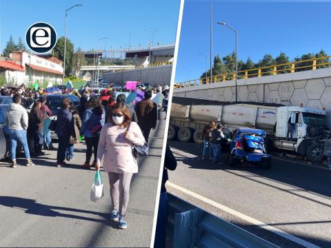 Manifestación de Blanca Águila provoca aparatoso accidente