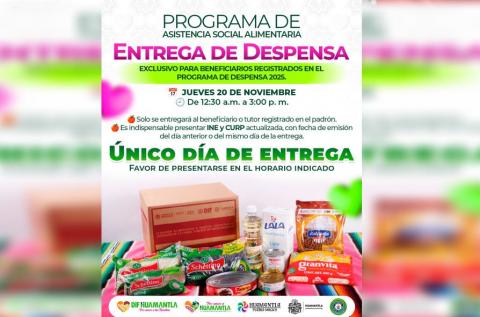 DIF Huamantla y SEDIF fortalecen la seguridad alimentaria de familias con la entrega periódica de despensas