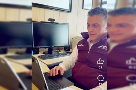 Alfonso Sánchez García "trabajando" viola flagrantemente las leyes electorales usando chaleco con logotipo de Morena