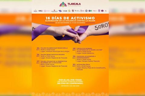 Gobierno Municipal de Tlaxcala invita a las actividades por los 16 días de activismo contra la violencia de género