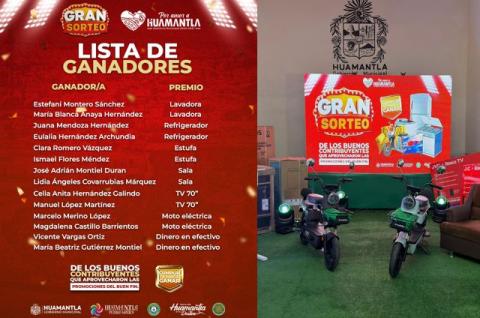 Rifa del Buen Fin premia a usuarios huamantlecos cumplidos que aprovecharon las promociones del Gobierno Municipal de Huamantla