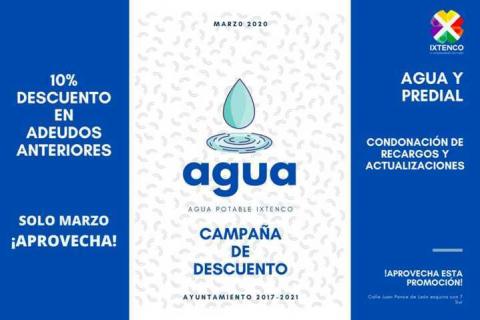 Anuncia Ayuntamiento de Ixtenco nueva campaña de descuento en agua potable y predial