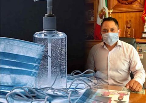 Gel y cubrebocas serán un gran aliado por largo tiempo en Quilehtla: Cabrito