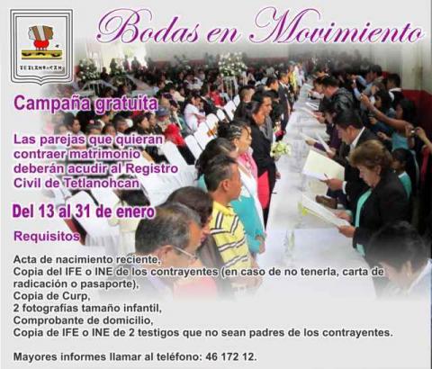 Invita Tetlanohcan a participar en Bodas en Movimiento