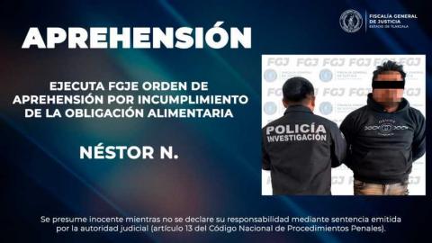 Ejecuta FGJE orden de aprehensión por incumplimiento de la obligación alimentaria