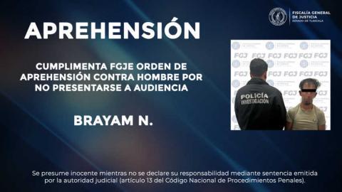 Ejecuta FGJE orden de aprehensión contra hombre por no presentarse a audiencia