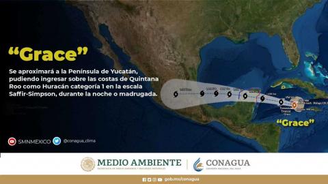 Grace se intensificó a huracán de categoría 1 en la escala Saffir-Simpson