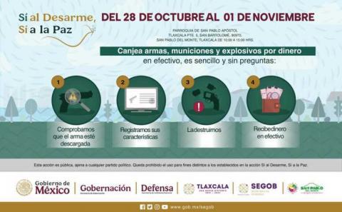 Invitan a participar en la campaña “Sí Al Desarme, Sí A La Paz” en San Pablo del Monte imagen 2