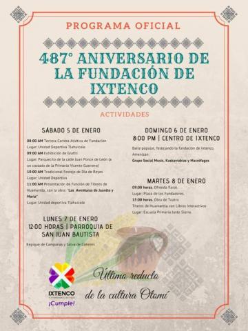 Con diversas actividades se celebrarán el 487 Aniversario de Ixtenco