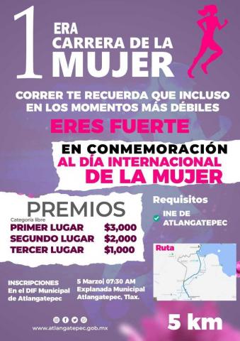 En Atlangatepec se desarrollará la Primera Carrera de la Mujer