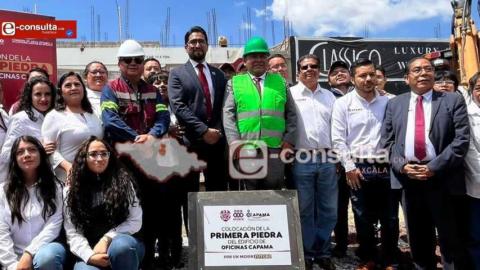 Adiós a la corrupción y privilegios, Rivera coloca primera piedra de la nueva CAPAMA en Apizaco