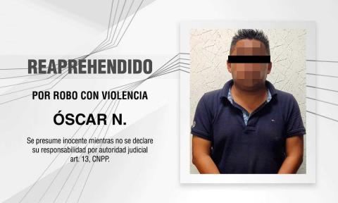 Reaprehenden PGJE y FGJEM a imputado por robo con violencia