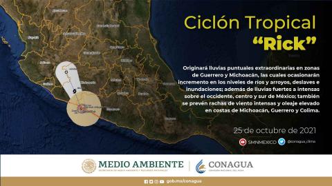 El huracán Rick tocó tierra esta madrugada en inmediaciones del municipio La Unión de Isidoro Montes de Oca, Guerrero