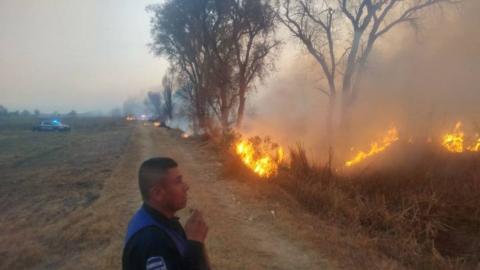 Seguridad Pública Municipal combate incendio en campos de Texóloc imagen 4