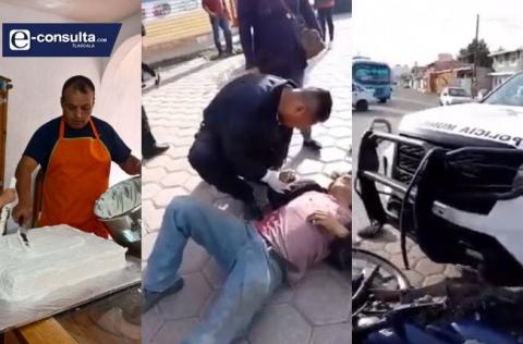 Policías de Armando Flores atropellan por imprudencia a un motociclista en Tlaxco