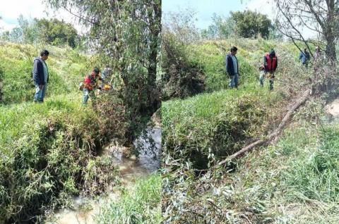 Ayuntamiento de Tepetitla realiza la limpieza del Río Ajejela