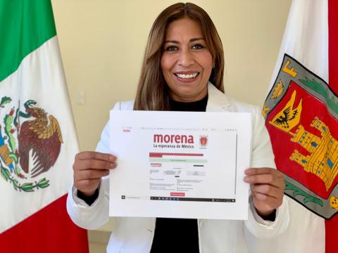 Se registra Gaby Montiel como aspirante a candidata por Morena de Axocomanitla