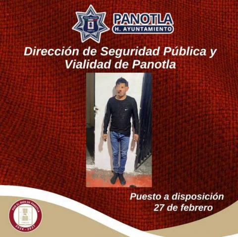 Seguridad pública realiza detención durante recorridos preventivos en Panotla
