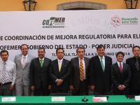 EN REPRESENTACIÓN DEL PODER LEGISLATIVO, LOS DIPUTADOS JUAN ASCENCIÓN CALYECAC CORTERO, PRESIDENTE DE LA COMISIÓN PERMANENTE DEL CONGRESO DEL ESTADO, Y FLORENTINO DOMÍNGUEZ ORDOÑEZ ATESTIGUARON LA FIRMA DEL CONVENIO DE COORDINACIÓN DE MEJORA REGULATORIA PARA ELEVAR LA COMPETITIVIDAD DE TLAXCALA, FIRMADA ENTRE COFEMER, EL GOBIERNO DEL ESTADO, PODER JUDICIAL Y AYUNTAMIENTOS. 